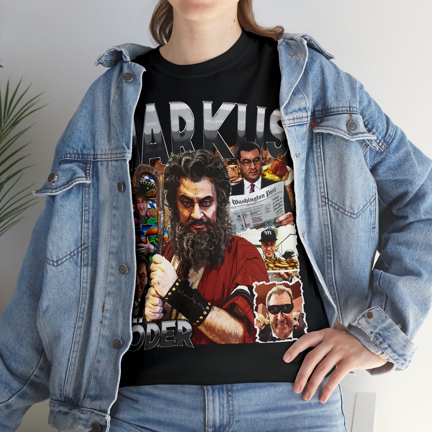 Unisex Markus Söder Meme 90er Rap-Style Bootleg T-Shirt - Oversized Politik Merch