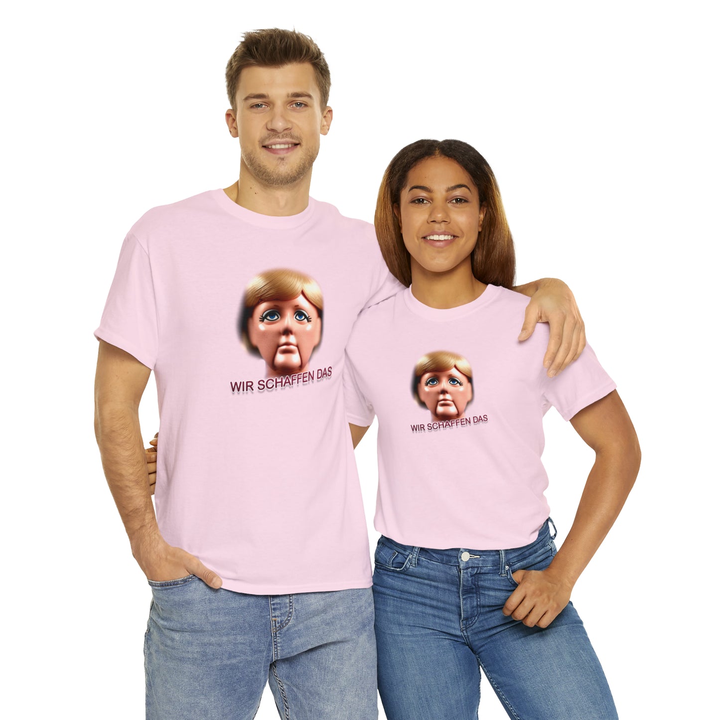 Angela Merkel "Wir schaffen das" Unisex T-Shirt als lustiges Geschenk für Partner und Freunde