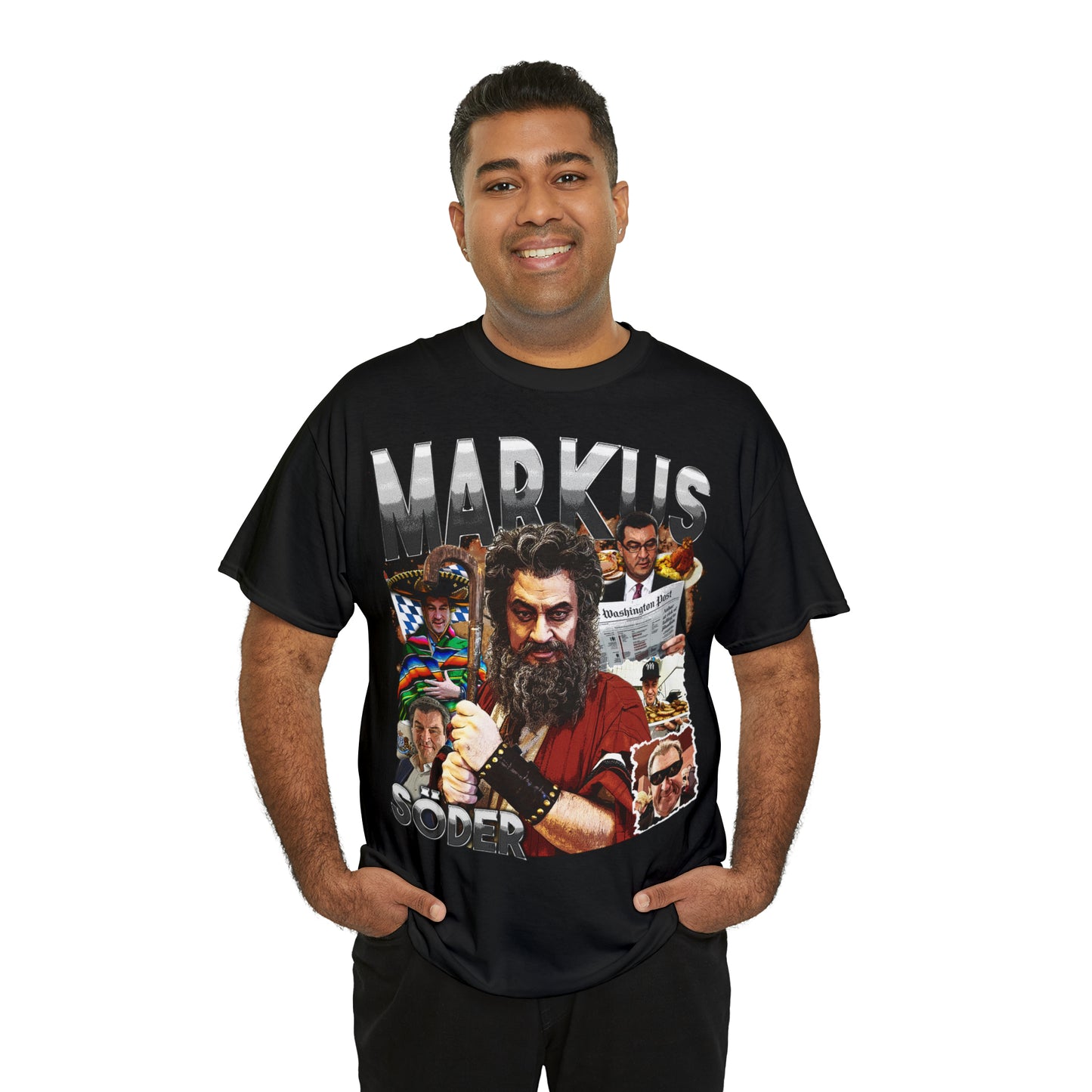 Unisex Markus Söder Meme 90er Rap-Style Bootleg T-Shirt - Oversized Politik Merch