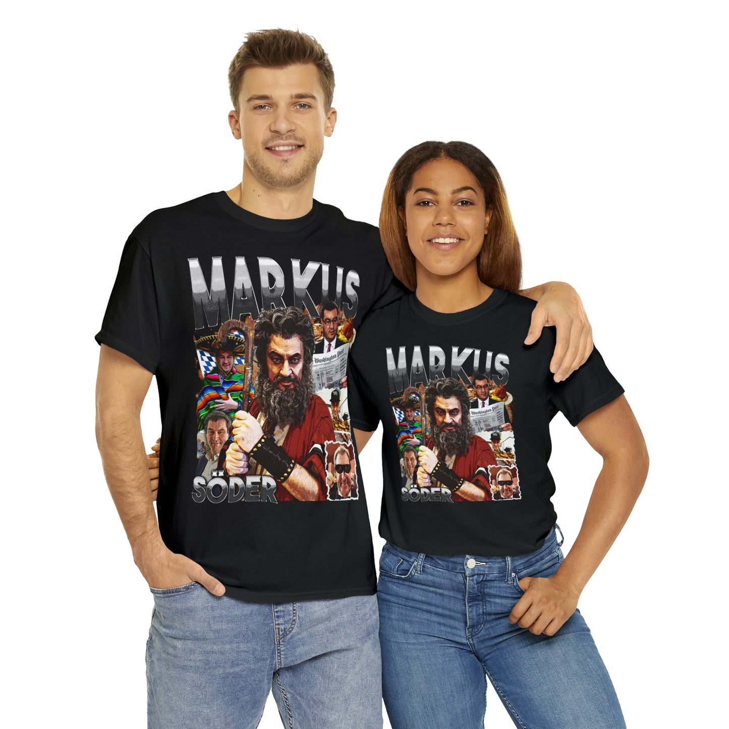 Unisex Markus Söder Meme 90er Rap-Style Bootleg T-Shirt - Oversized Politik Merch