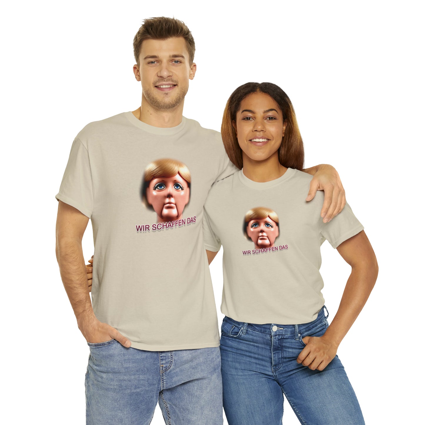 Angela Merkel "Wir schaffen das" Unisex T-Shirt als lustiges Geschenk für Partner und Freunde