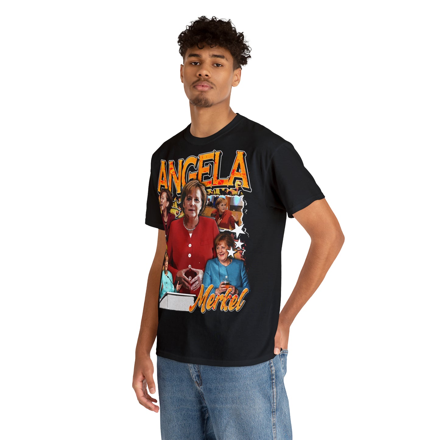 Angela Merkel 90s Oversized Bootleg Rapper T-Shirt