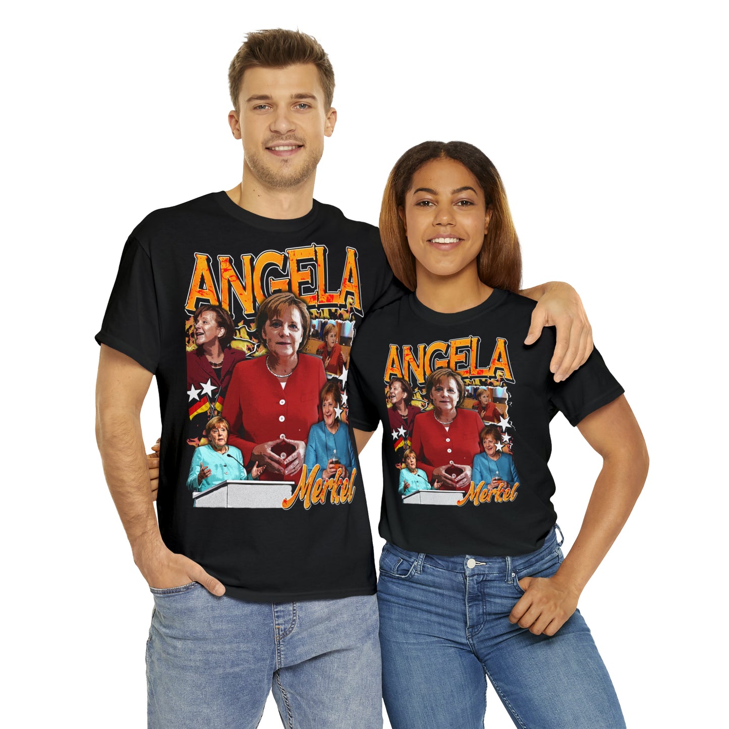 Angela Merkel 90s Oversized Bootleg Rapper T-Shirt