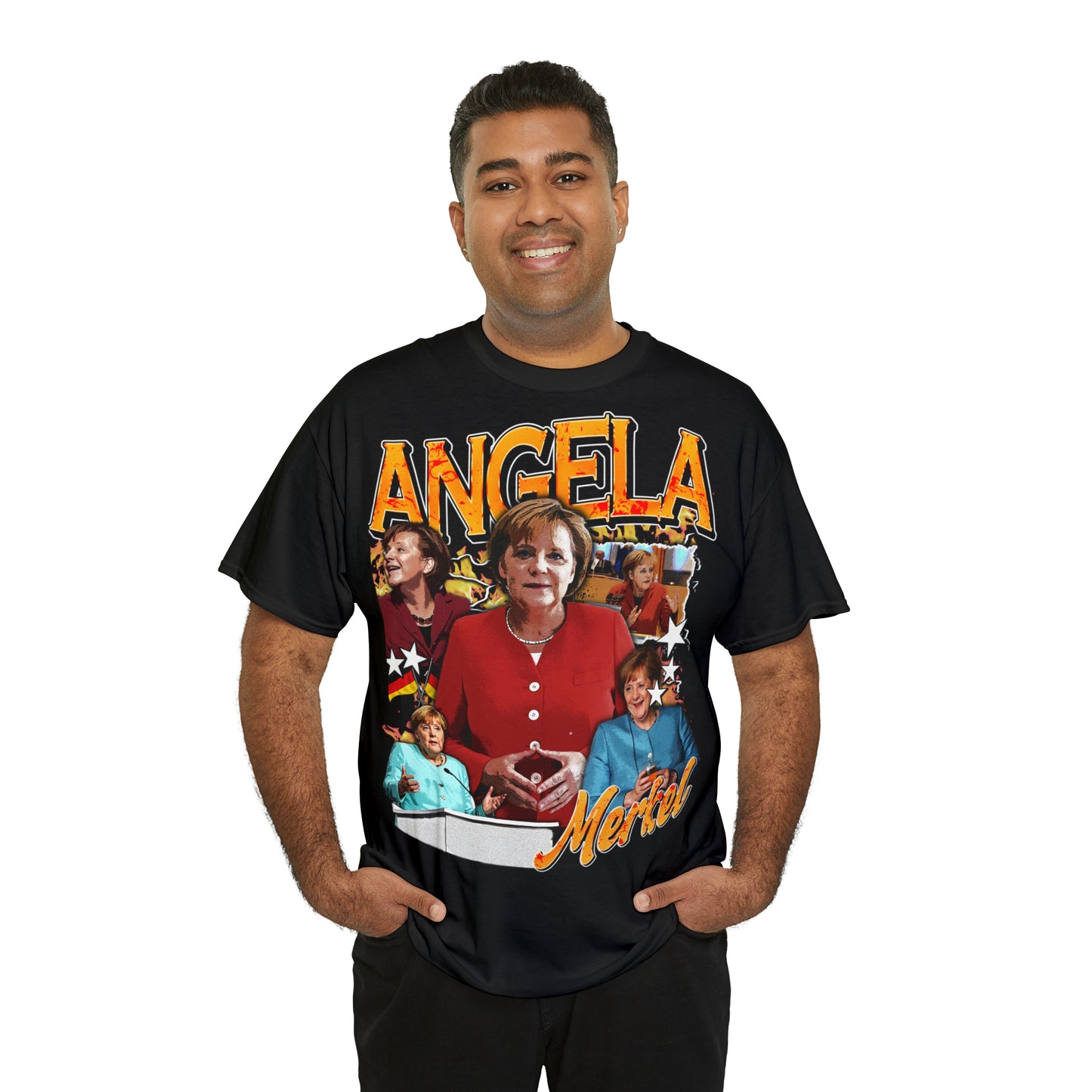 Angela Merkel 90s Oversized Bootleg Rapper T-Shirt