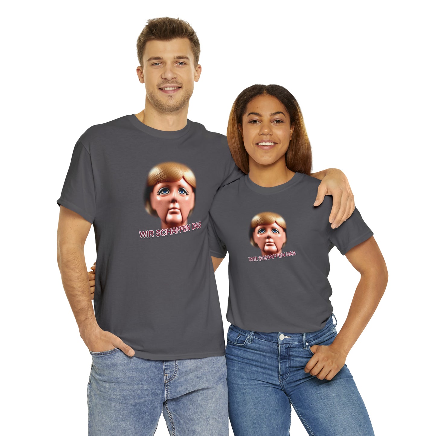 Angela Merkel "Wir schaffen das" Unisex T-Shirt als lustiges Geschenk für Partner und Freunde