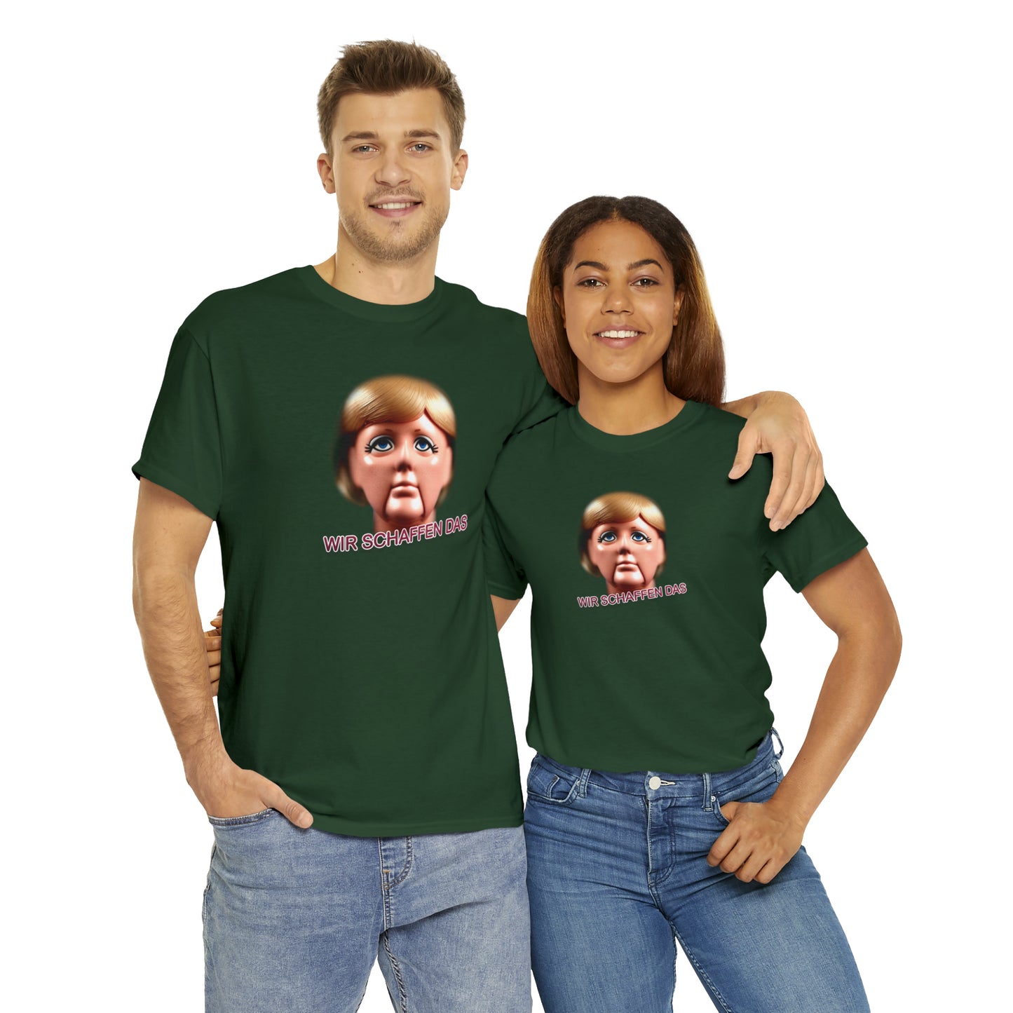 Angela Merkel "Wir schaffen das" Unisex T-Shirt als lustiges Geschenk für Partner und Freunde