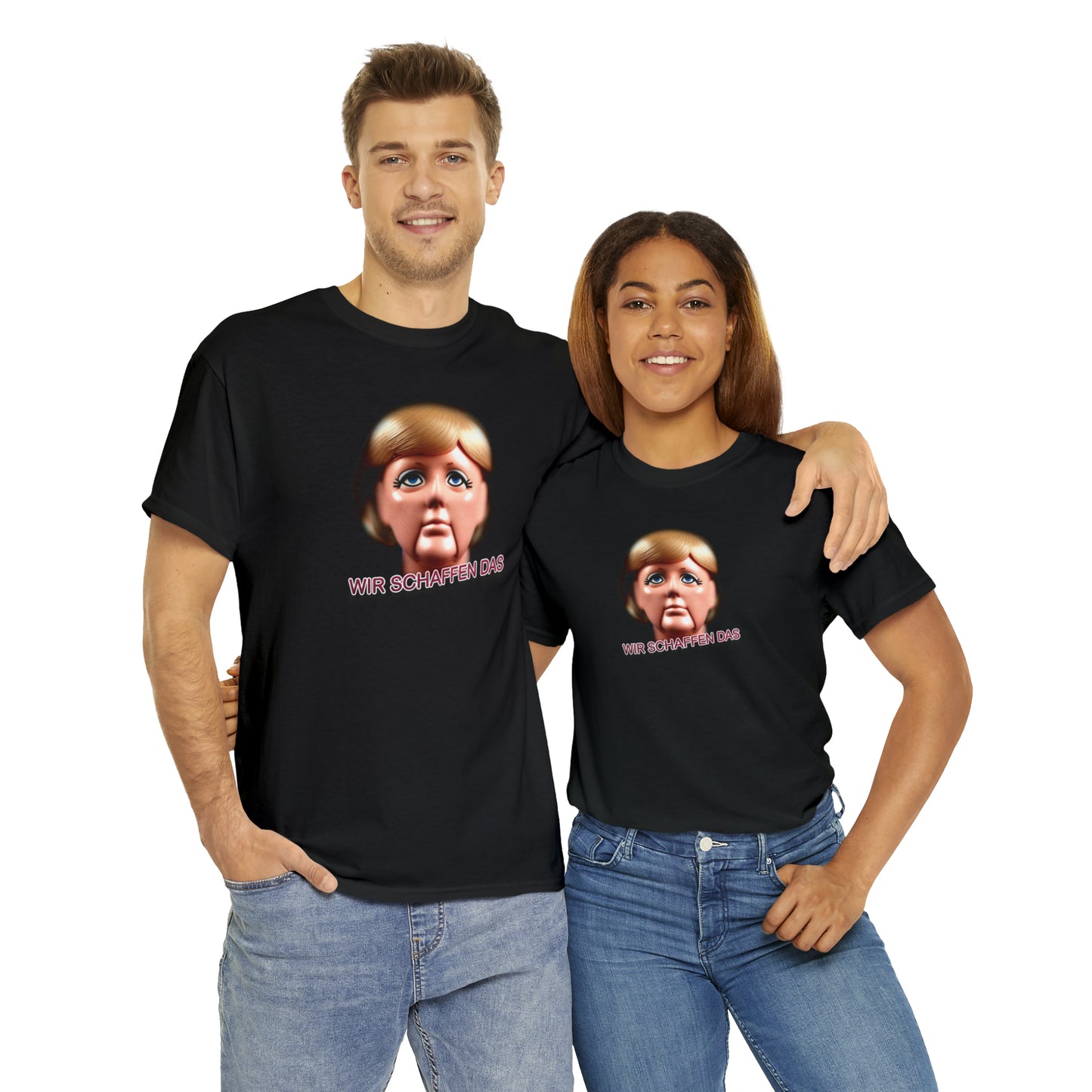 Angela Merkel "Wir schaffen das" Unisex T-Shirt als lustiges Geschenk für Partner und Freunde