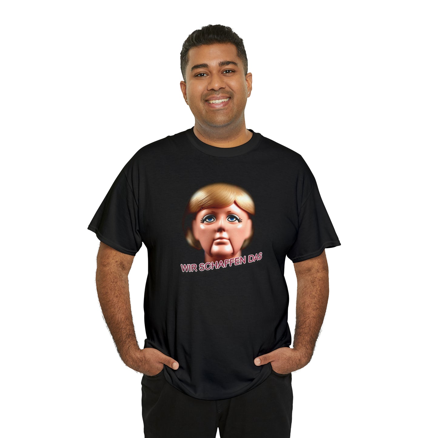 Angela Merkel Motiv und 'Wir schaffen das' Spruch auf T-Shirt - Perfekt für Geschenke und Fans der deutschen Politik